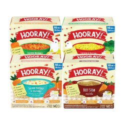 HOORAY! 10m Mix ซาลมอน1+สปาโบ1+สปาโก่1+สตูว์เนื้อ1 140gx4 