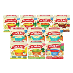 Hooray 6m ข้าวโพด1+ไก่และผัก1+ซุปผักรวม1+HOORAY!10m ซาลมอน3+สปาโบ1+สปาไก่2+สตูว์เนื้อ1 140gx10