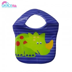 Gracekids Plastic Baby Napkin, Green Cartoon Dinosaur Screened