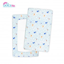 Gracekids ปลอกที่นอนไซด์M Pooh Lets Fly a kite(blue)(24*40*2.5)