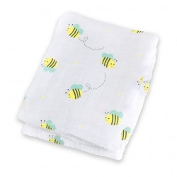 Lulujo  Cotton Muslin Swaddle - Bumbling Bee