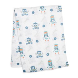 Lulujo Cotton Muslin Swaddle - Robots