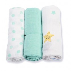 Lulujo 3 Pack Cotton Mini Muslin Cloths - Dreamland
