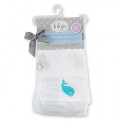 Lulujo  2-Pack Cotton Muslin Security Blankets -  Baby Whales