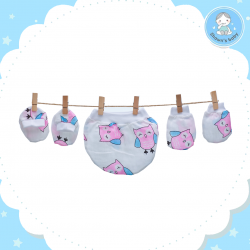 Shawn's Baby Baby Hat,Glove,Sock Owl Cartoon (Pink)