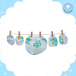 Shawn's Baby Baby Hat,Glove,Sock Owl Cartoon (Green)