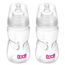 Lovi ขวดนม คอกว้าง รุ่น PP 250ml พร้อมจุกนมเสมือนนมแม่ ขนาดแรกเกิดถึง3เดือน BPA Free - 2 ขวด