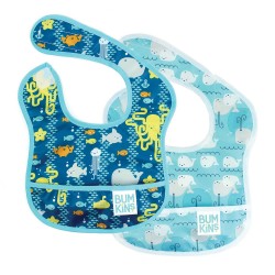 Bumkins Starter Bib Age 3-9 months Size 8.25"x12" 2 pcs Sea Friends/Whales