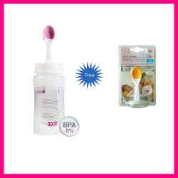 LOVI ขวดนม ซิลิโคนป้อนอาหารพร้อมช้อน - 230ml แถมช้อนป้อนอาหารขนาดใหญ่