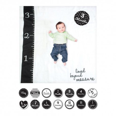 Lulujo Baby’s First Year Cotton Muslin Swaddle &  14 Cards Set - Loved Beyond Measure