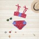 Palette of Apparel SUGAR, FLORAL RUFFLES 2-PIECE SWIMSUIT - Red & Blue