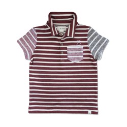 Me and Henry Multi Burgundy Striped Polo