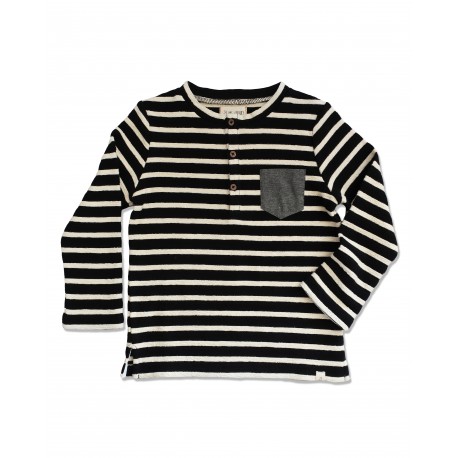 Me and Henry Navy Striped Henley Tee