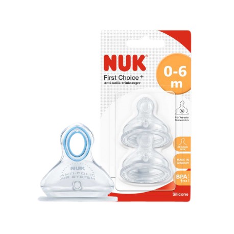 NUK First Choice + Silicone Teat (0-6 months) Size.S (เหมาะสำหรับนมแม่) 