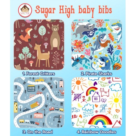 Sugar High ผ้ากันเปื้อนเด็กแบบกันน้ำพิเศษ รุ่น Bibberry พรีเมี่ยม สำหรับเด็กอายุ 6-24 เดือน